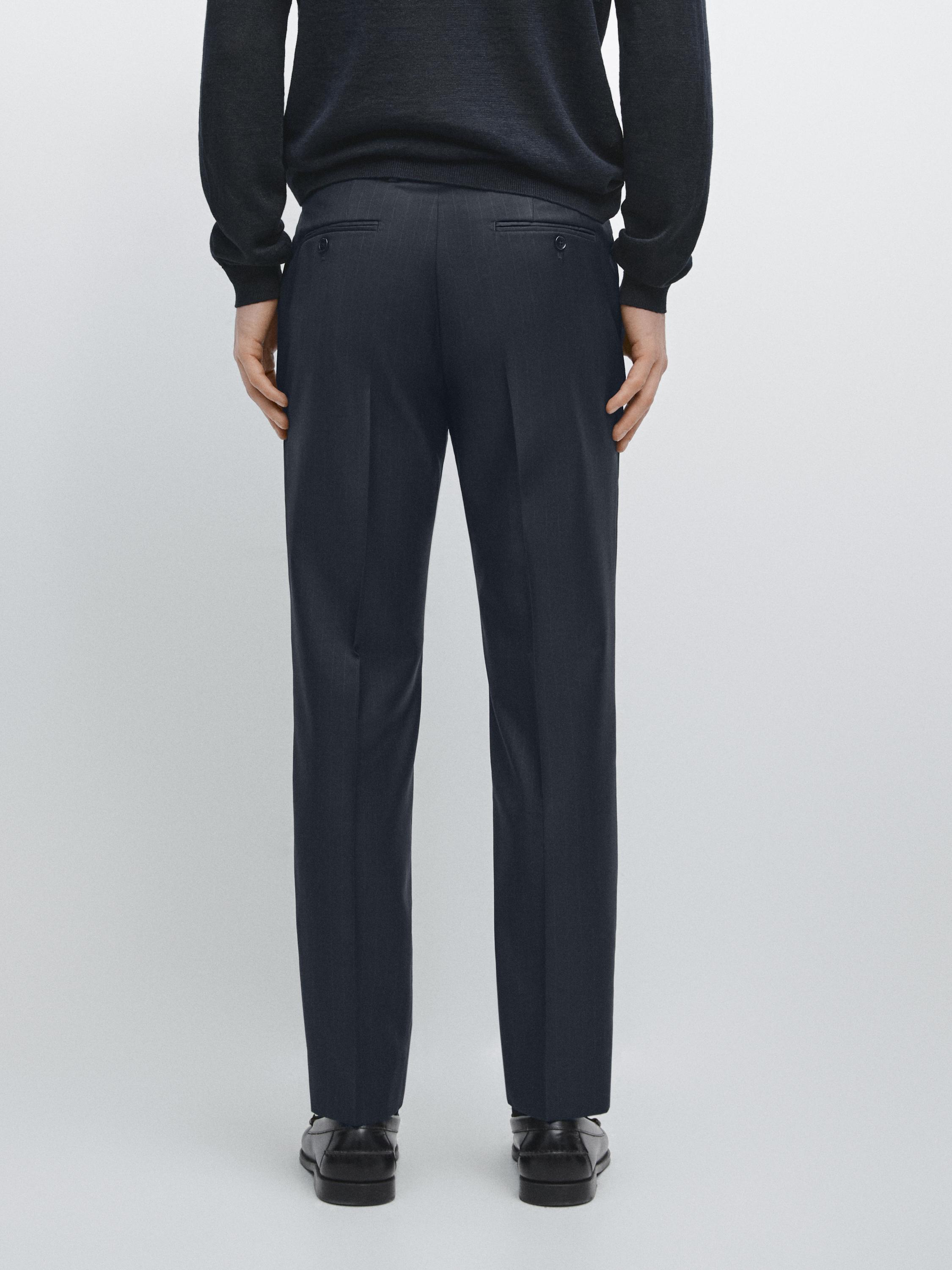 Striped cool wool suit trousers
